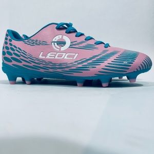 LEOCI Kids Outdoor Firm Ground Football Shoes Boys Girls Athletic Soccer Cleats